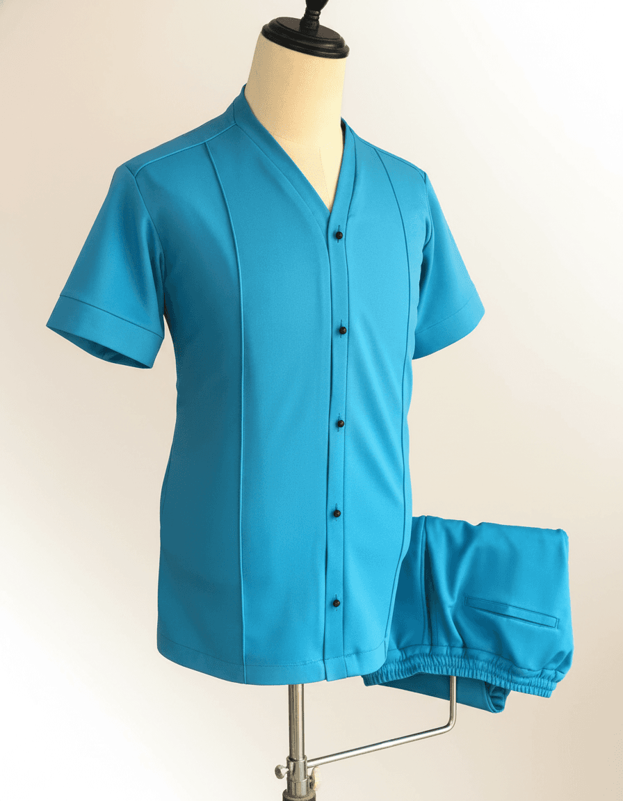 Bright Cyan Cotton Two-Piece Set