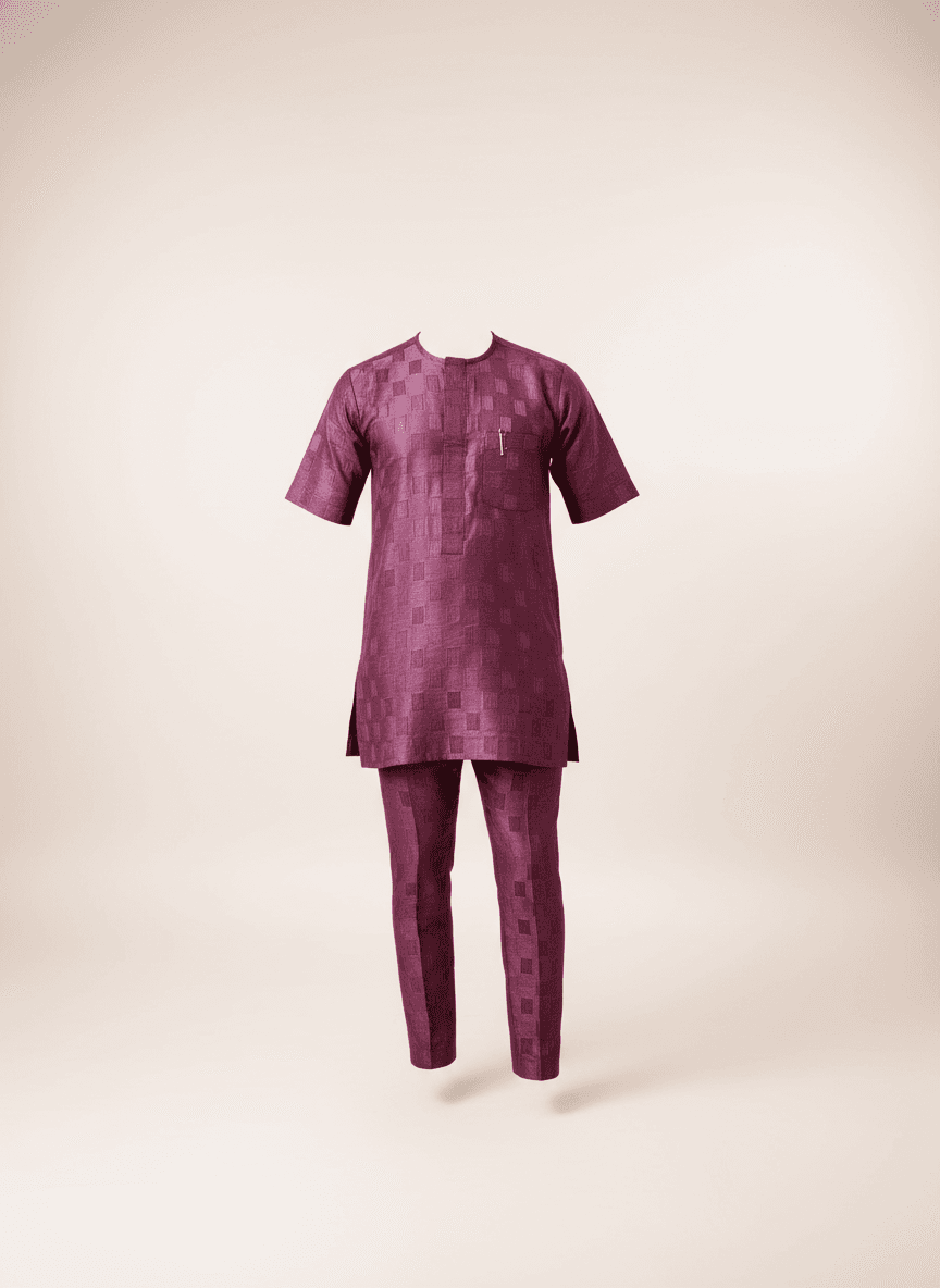 Deep Burgundy Cotton Two-Piece Tunic Set