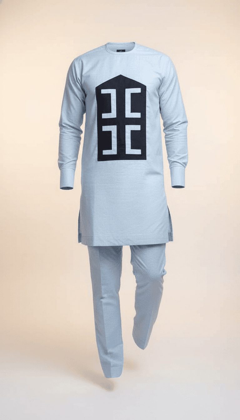 Light Blue Cotton Two-Piece Set