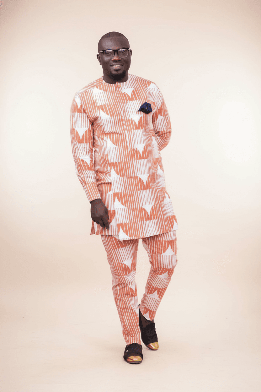 Peach and White Ankara Two-Piece Set