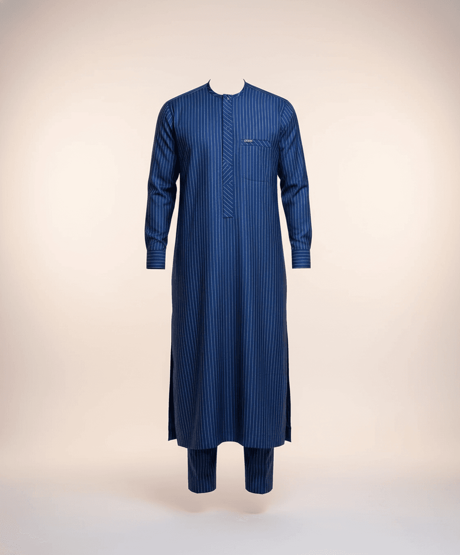 Royal Blue Pinstripe Cotton Two-Piece Set