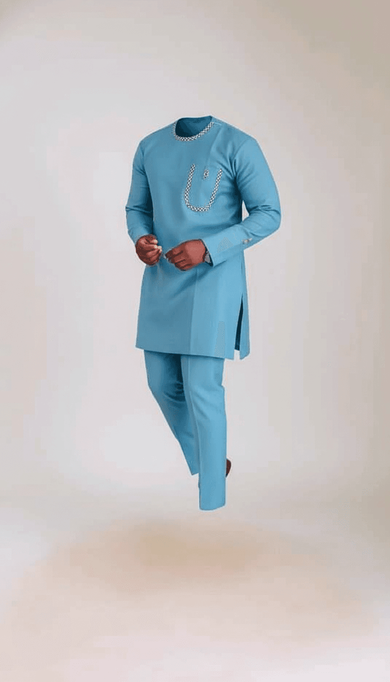 Sky Blue Cotton Two-Piece Set