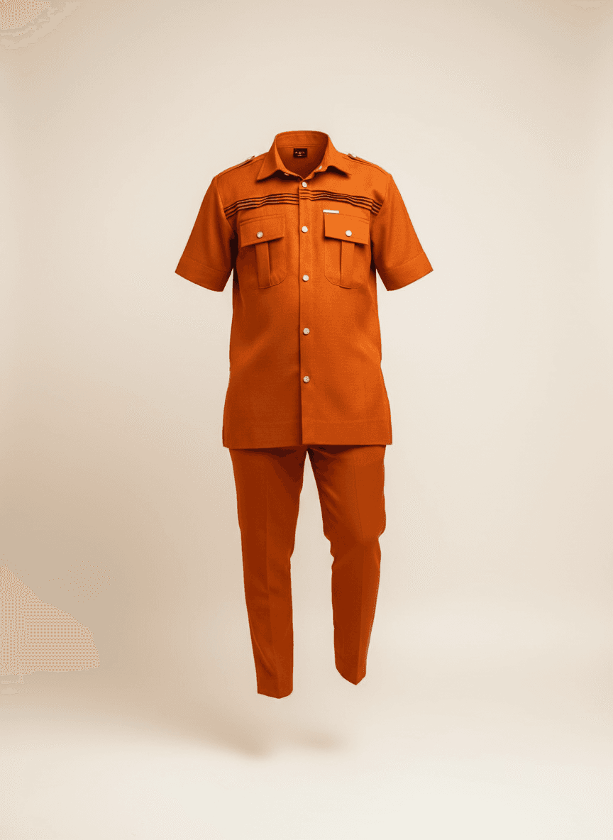 Vibrant Orange Cotton Two-Piece Set
